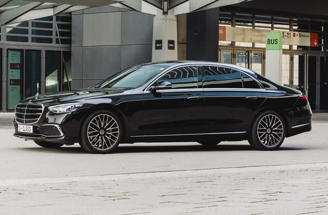 Flotte Black Mercedes Benz luxury s class limousine from a limousine service in Germany.